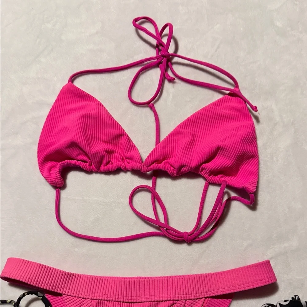 Frankie's Bikinis Hot Pink Set with additional shorts